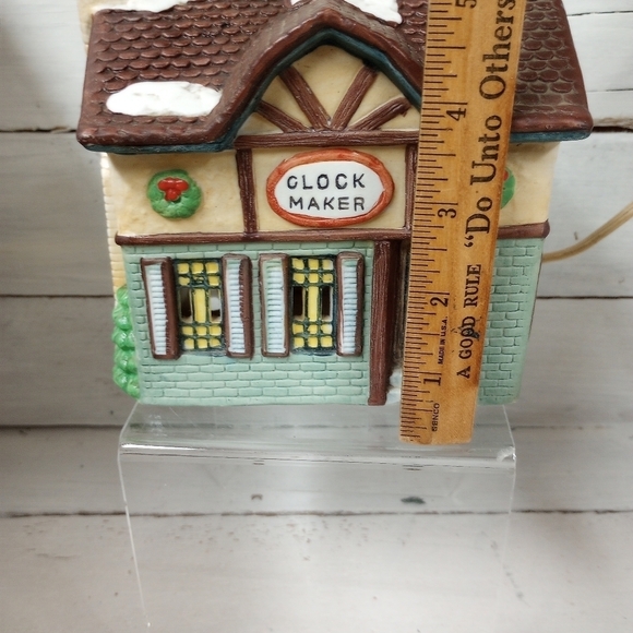 Christmas Americana Porcelain Collection Clock Maker Lighted Christmas Village - Picture 7 of 10
